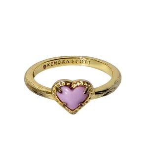 Kendra Scott Valentines Day Anna 14k Gold Over Brass Band Ring Rose Quartz Sz 7